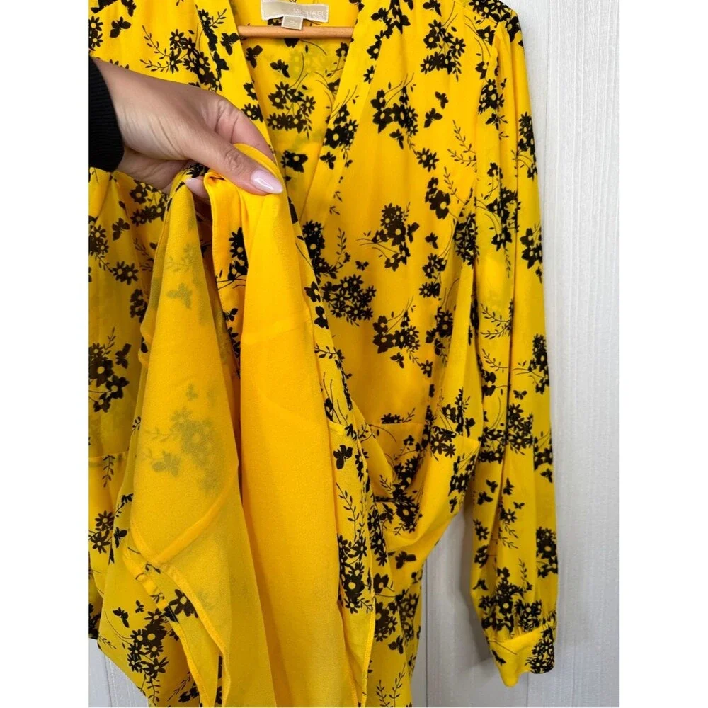 MICHAEL Michael Kors Yellow Floral Button-Front Dress Size XL